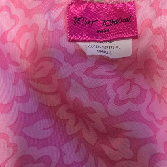 Betsey Johnson Pink Floral Bikini Bottom Swim Skirt Small Elastic - Picture 7 of 10
